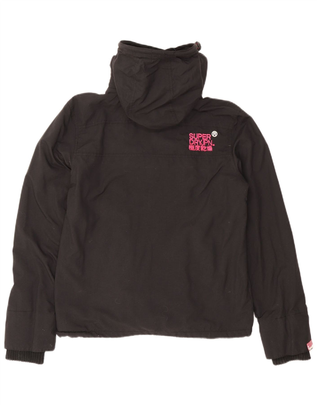 Superdry γυναικείο τζάκετ με κουκούλα αντιανεμικό UK 14 μεσαίο μαύρο νάιλον