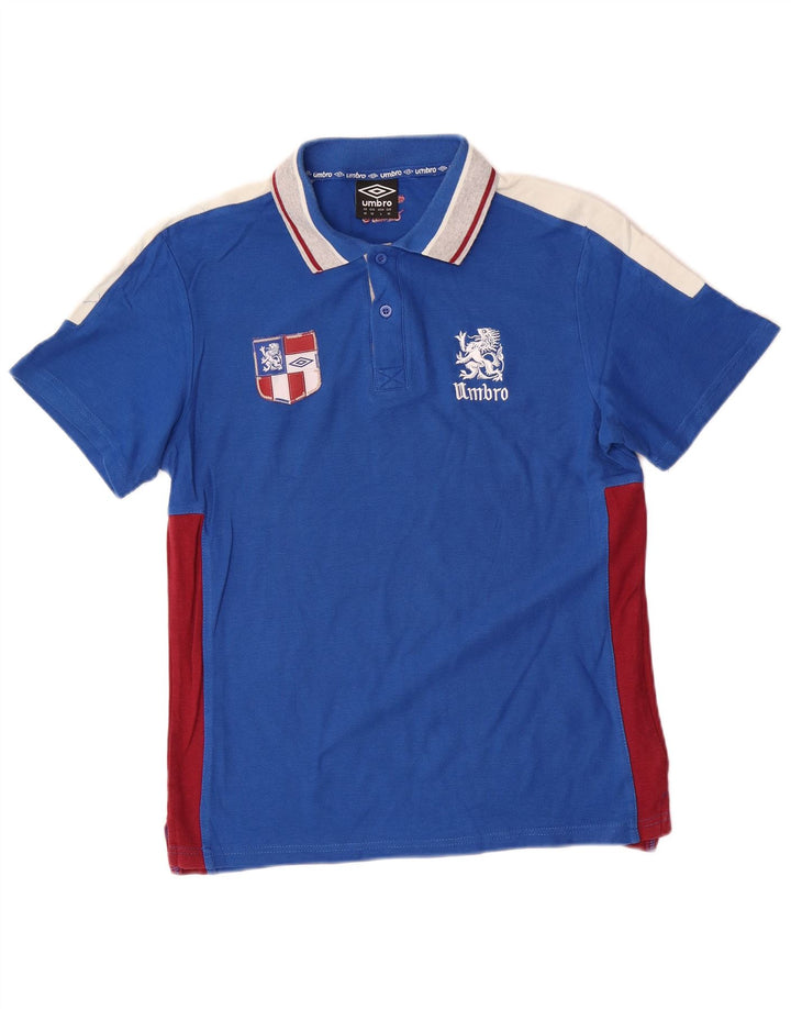 Ανδρικό γραφικό μπλουζάκι πόλο Umbro, μεσαίο μπλε χρώμα