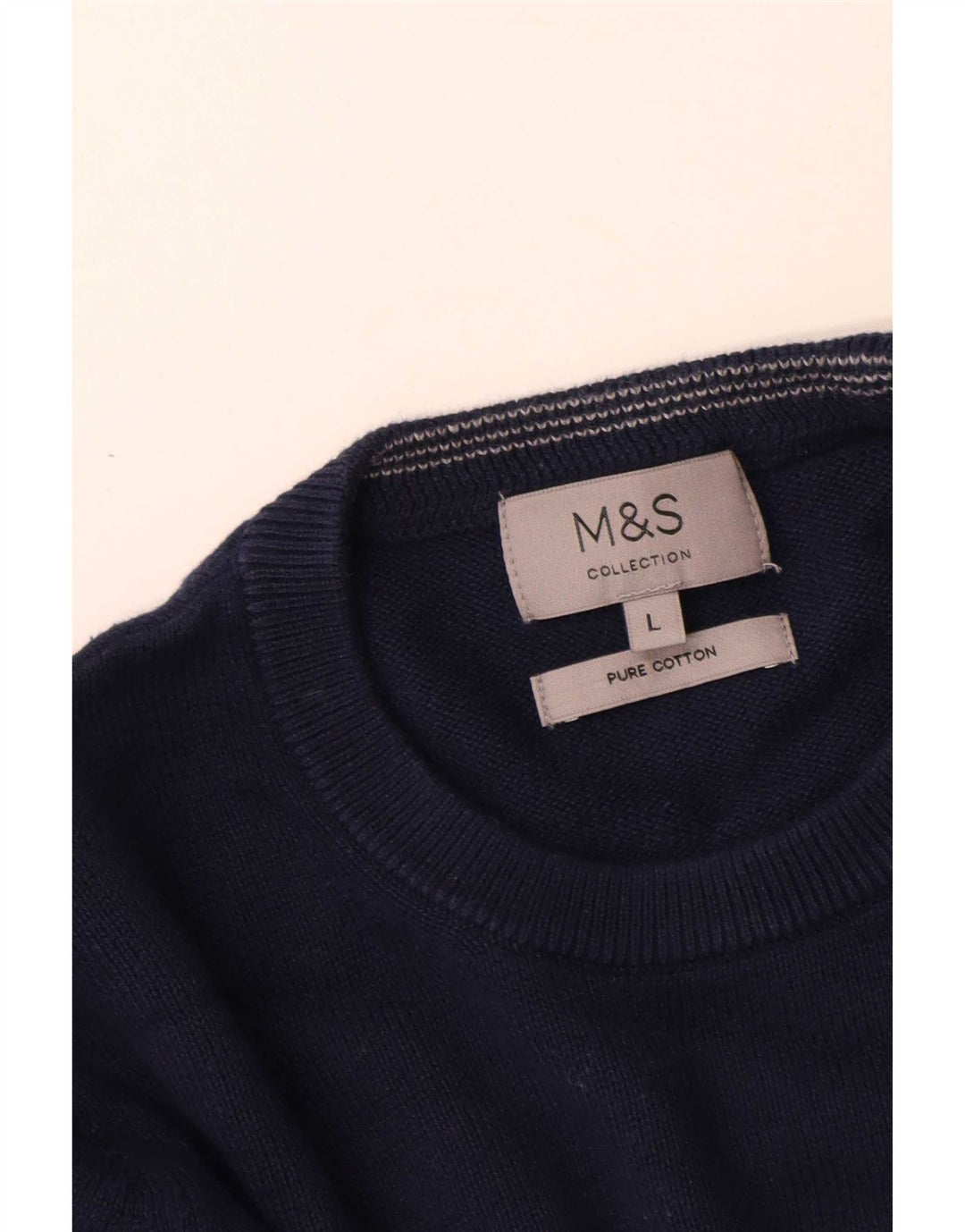 Marks & Spencer Ανδρικό πουλόβερ με λαιμόκοψη μεγάλου χρώματος, βαμβακερό