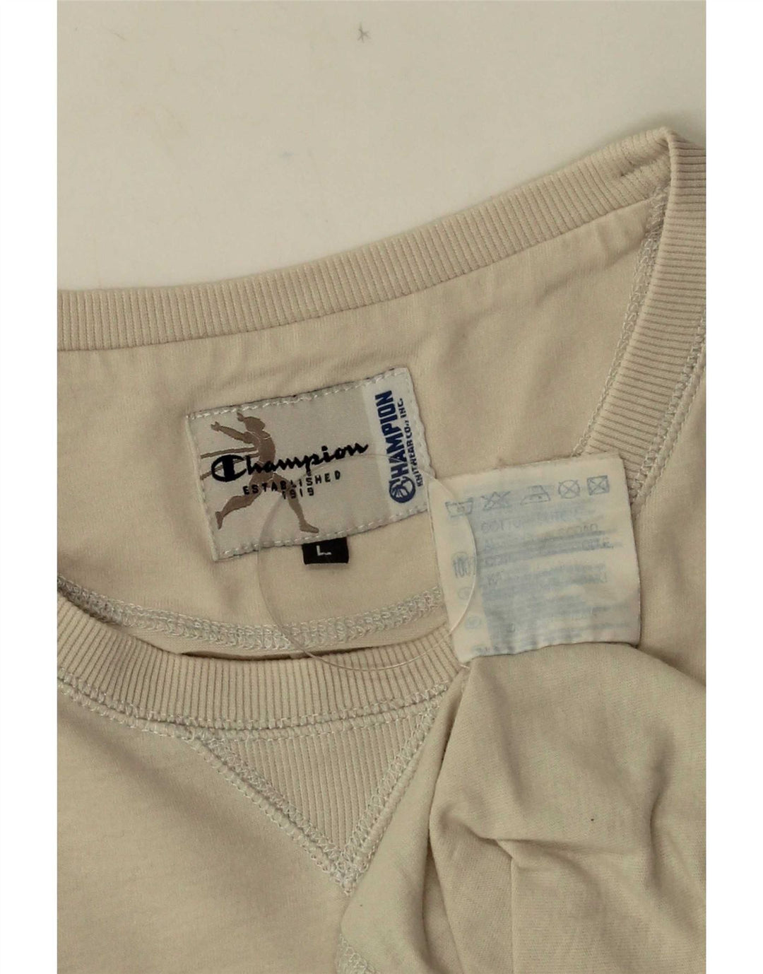 Ανδρικό γραφικό T-Shirt Champion Top Large Off White Βαμβακερό