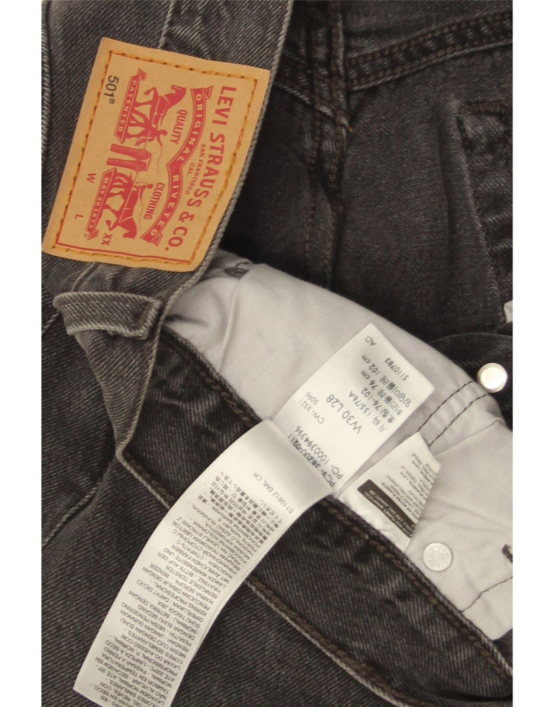 Levi's Mens 501 Straight Jeans W30 L28 Μαύρο Βαμβακερό