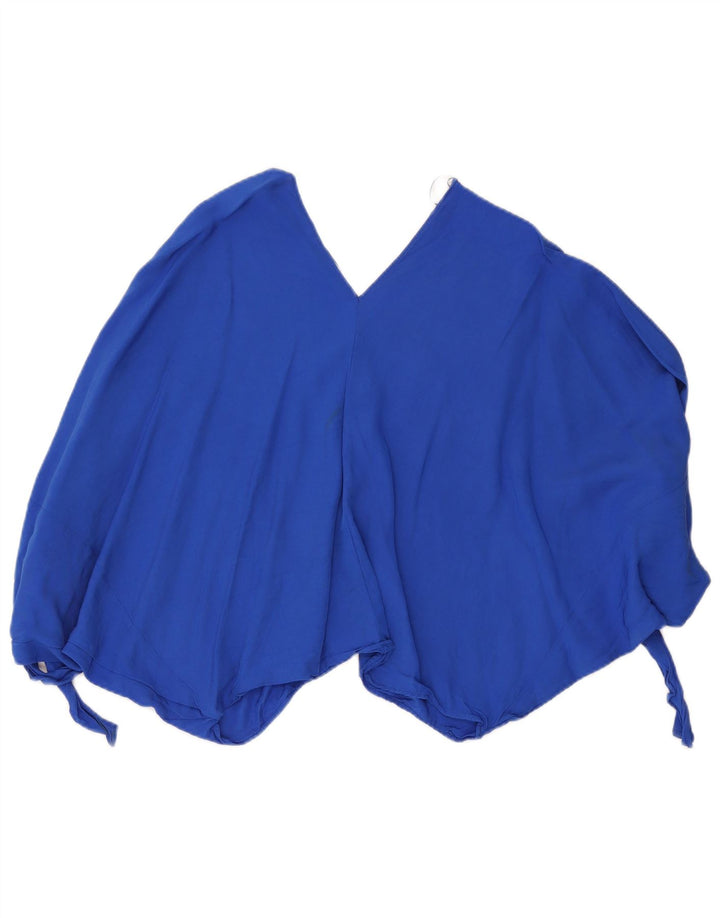 Zara Γυναικεία Μπλούζα Oversized Crop Top UK 14 Medium Blue Viscose