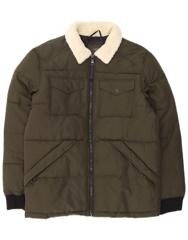 Ανδρικό μπουφάν Marks & Spencer UK 38 Medium Khaki Colorblock Polyester