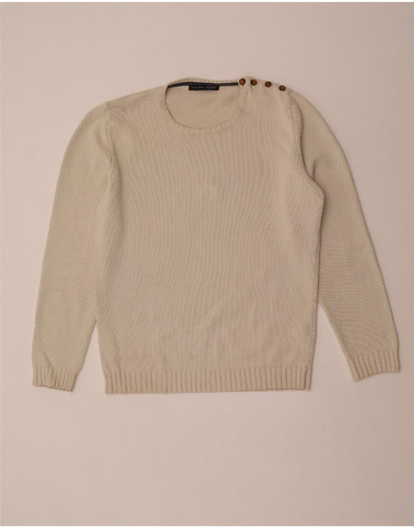 Ανδρικό πουλόβερ Zara Crew Neck Jumper XL Μπεζ βαμβακερό
