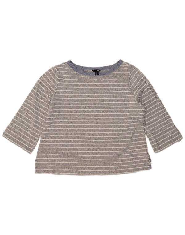 Nautica γυναικείο τοπ 3/4 μανίκι UK 18 XL γκρι βαμβακερό ριγέ