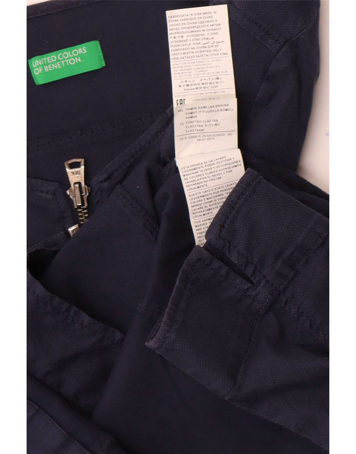 Benetton γυναικείο μπουφάν 3/4 μανίκια UK 8 Small Navy Blue Cotton