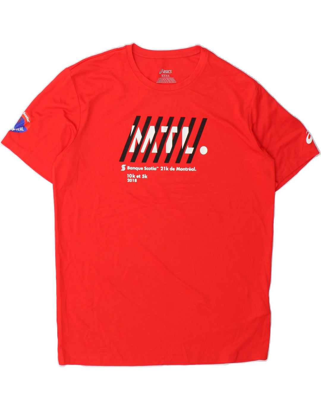 ASICS Mens Graphic T-Shirt Top Medium Red Polyester Vintage Asics and Second-Hand Asics from Messina Hembry 
