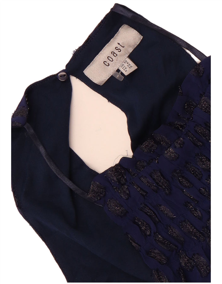 Coast Womens Halter Top 10 Small Navy Blue Spotted