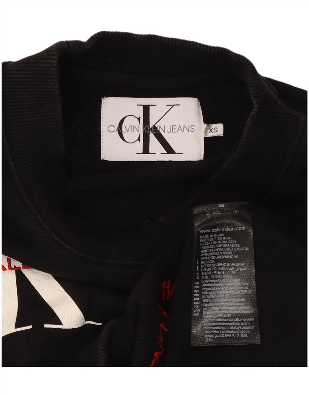 CALVIN KLEIN JEANS Γυναικείο φούτερ μεγάλου μεγέθους Jumper UK 6 XS Μαύρο