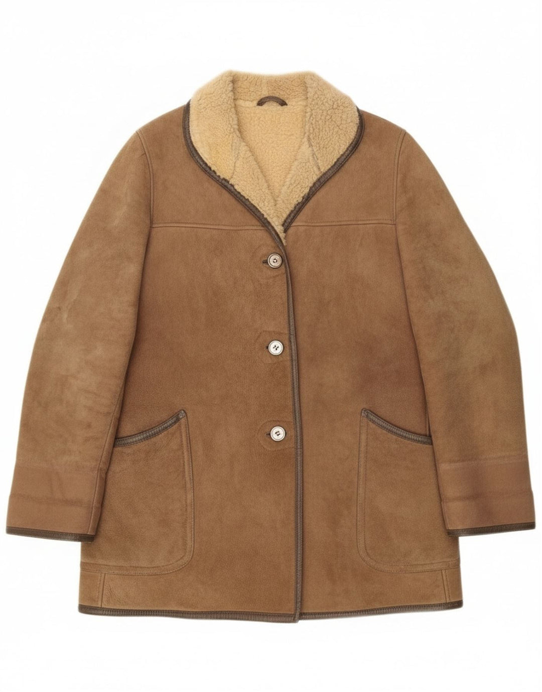 Vintage Γυναικείο Παλτό Shearling UK 16 Large Beige