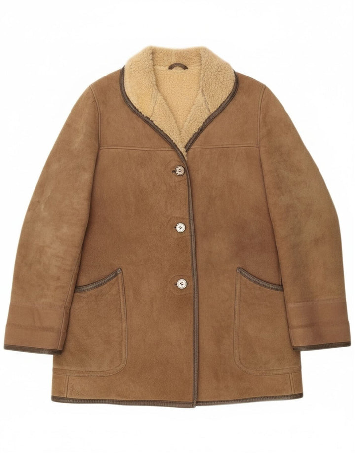 Vintage Γυναικείο Παλτό Shearling UK 16 Large Beige