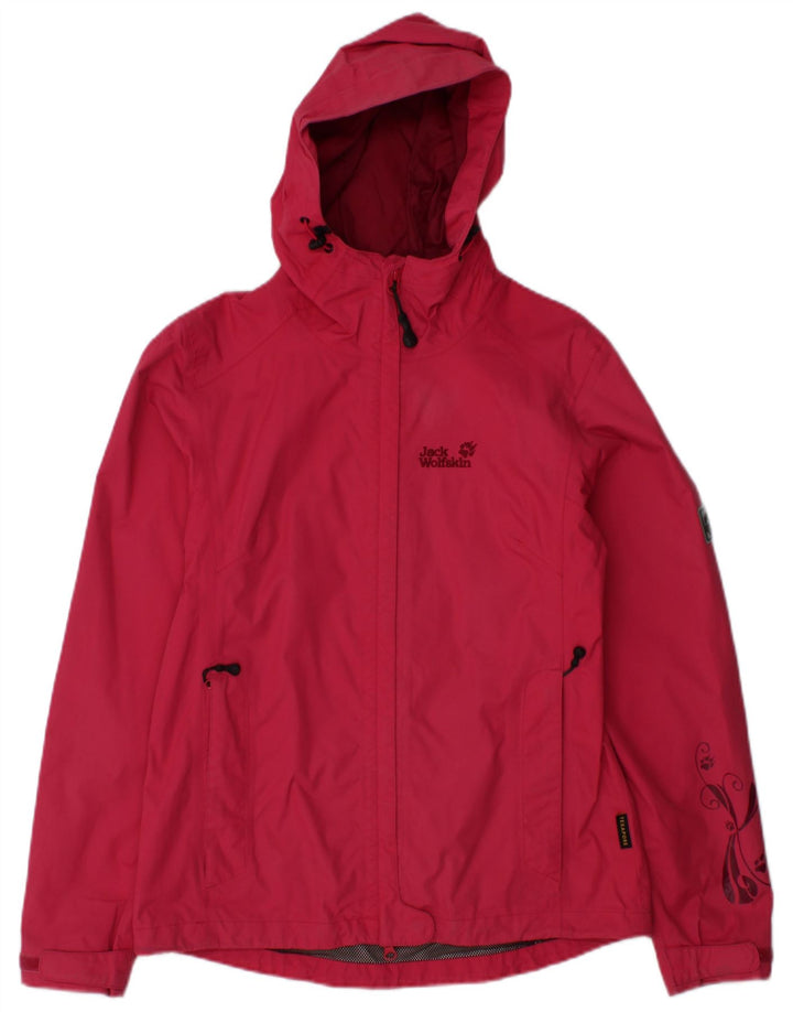 JACK WOLFSKIN Γυναικείο μπουφάν βροχής με κουκούλα UK 10 Small Pink Polyamide