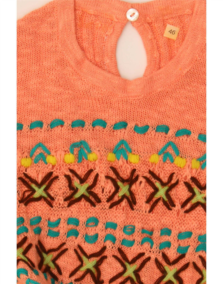 Vintage γυναικεία πλεκτή μπλούζα Top IT 46 Large Orange Fair Isle