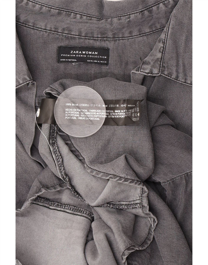 Zara γυναικείο πουκάμισο 3/4 με μανίκια πουλόβερ UK 18 XL Grey Lyocell