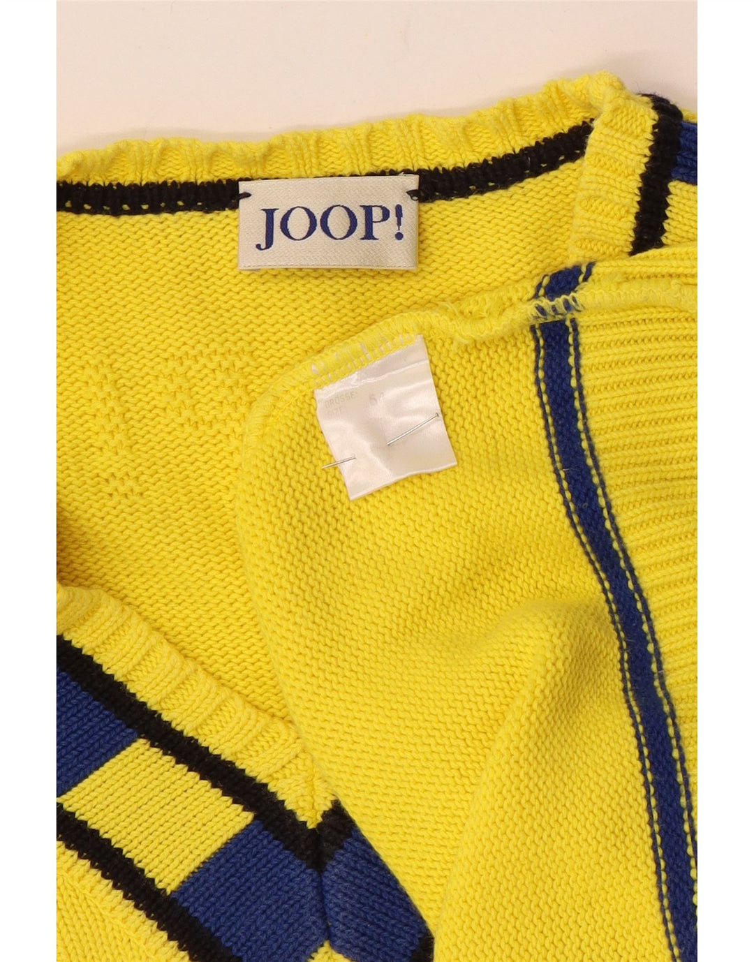 Joop Ανδρικό πουλόβερ με λαιμόκοψη IT 54 XL Κίτρινο Argyle/Διαμάντι
