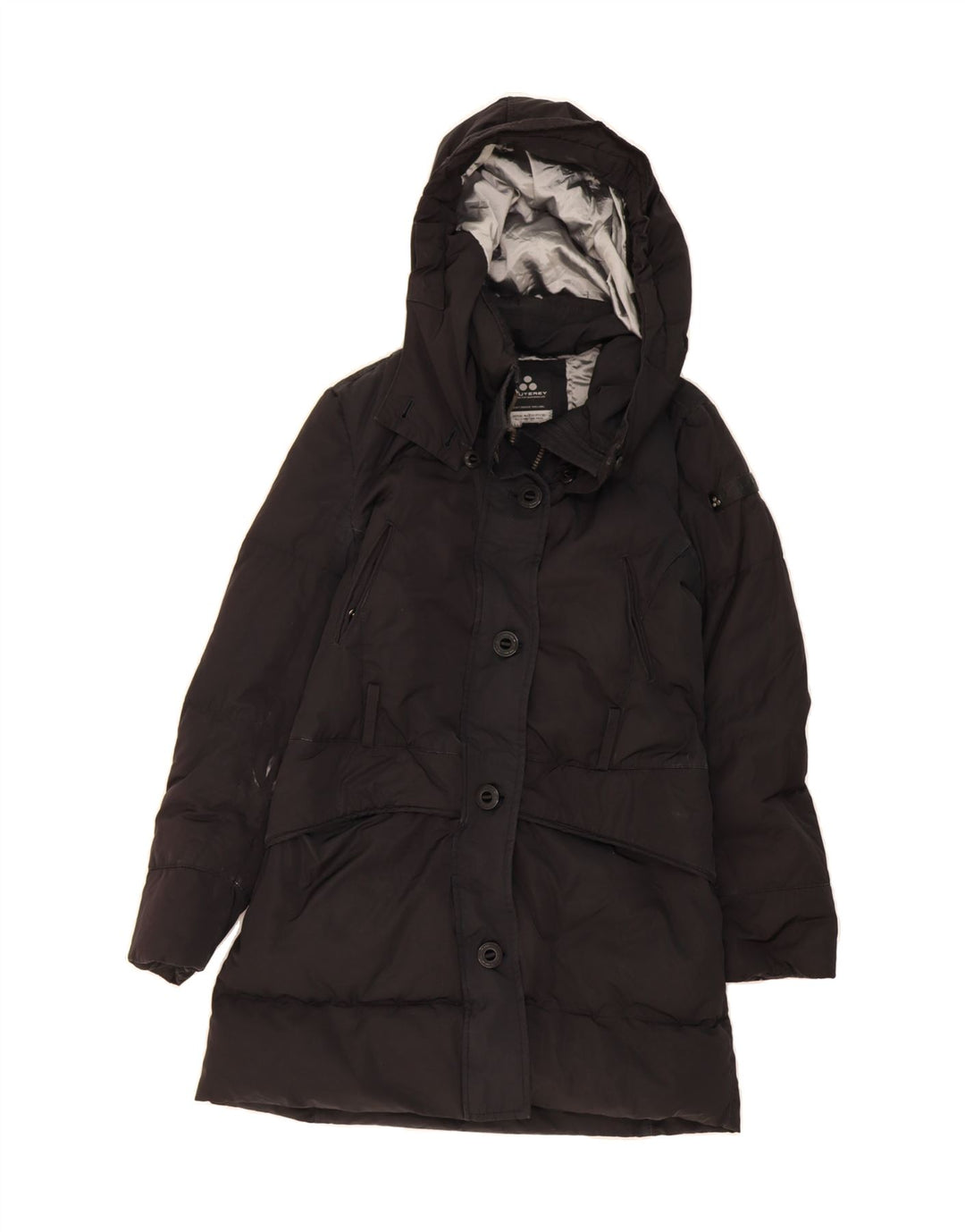 PEUTEREY Womens Hooded Padded Coat UK 22 3XL Black Polyamide Vintage PEUTEREY and Second-Hand PEUTEREY from Messina Hembry 