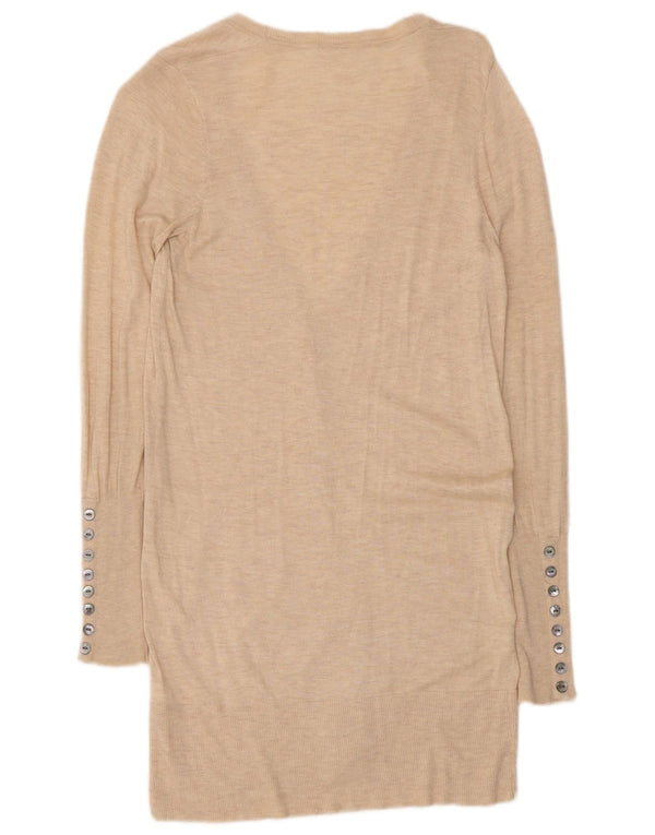 Marks & Spencer Γυναικείο πουλόβερ Longline Cardigan UK 12 Medium Beige Flecked