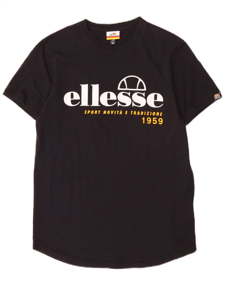 Ανδρικό γραφικό T-Shirt Ellesse Top Μεσαίο μαύρο βαμβακερό