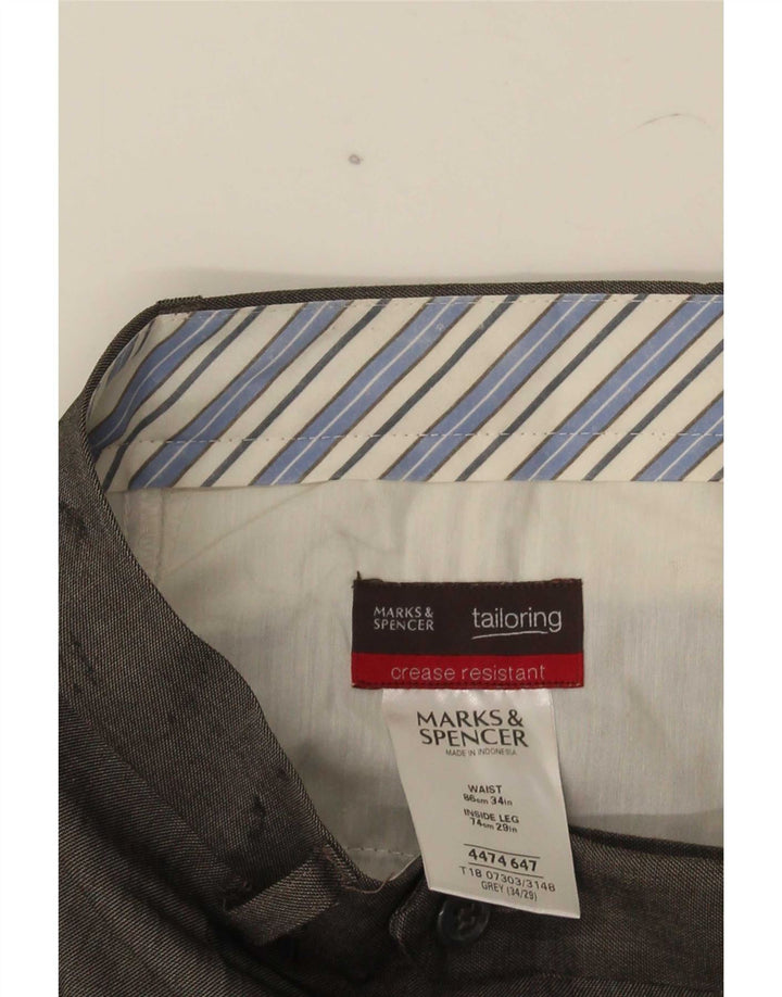 Marks & Spencer Ανδρικό ίσιο παντελόνι W34 L29 Γκρι Πολυεστέρας