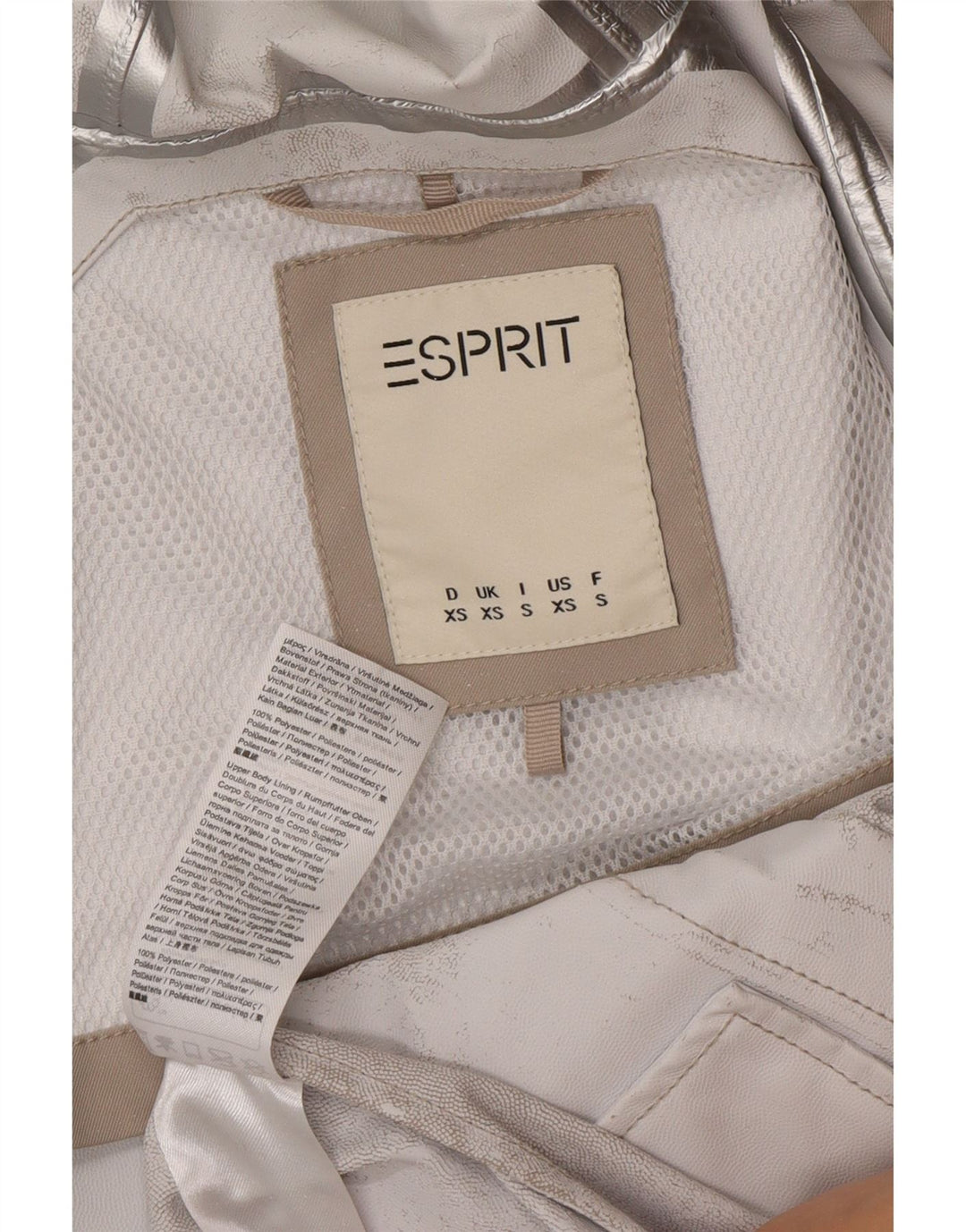 Esprit Γυναικείο Αδιάβροχο Υπερμεγέθη με Κουκούλα UK 6 XS Μπεζ Πολυεστέρας