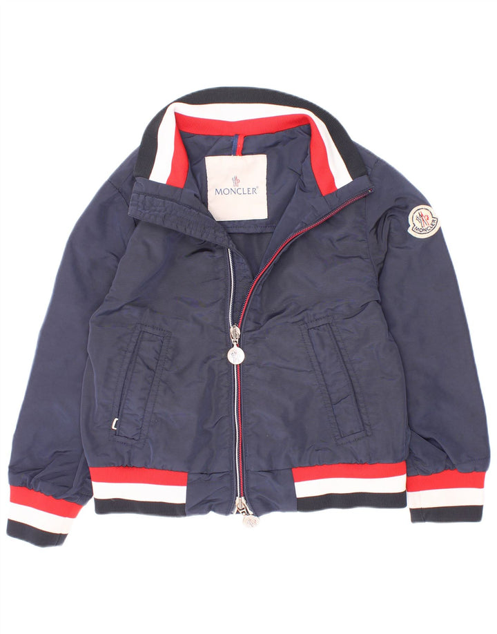 Moncler Boys Bomber Jacket 3-4 Years Navy Blue Colorblock Polyamide
