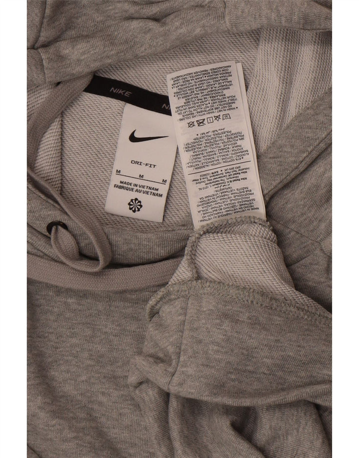 Ανδρικό μπλουζάκι με κουκούλα Nike Dri Fit, μεσαίο γκρι βαμβακερό