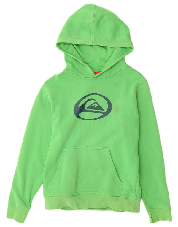 QUIKSILVER Womens Graphic Hoodie Jumper UK 14 Medium Green Cotton
