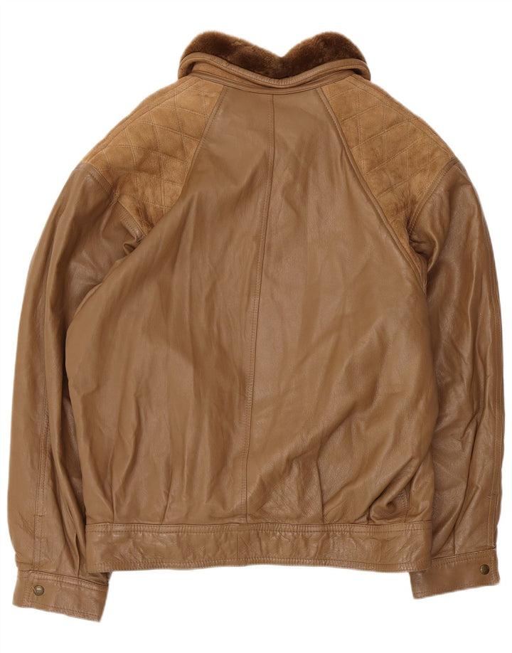 Vintage Ανδρικό Shearling Jacket IT 52 XL Καφέ Δερμάτινο