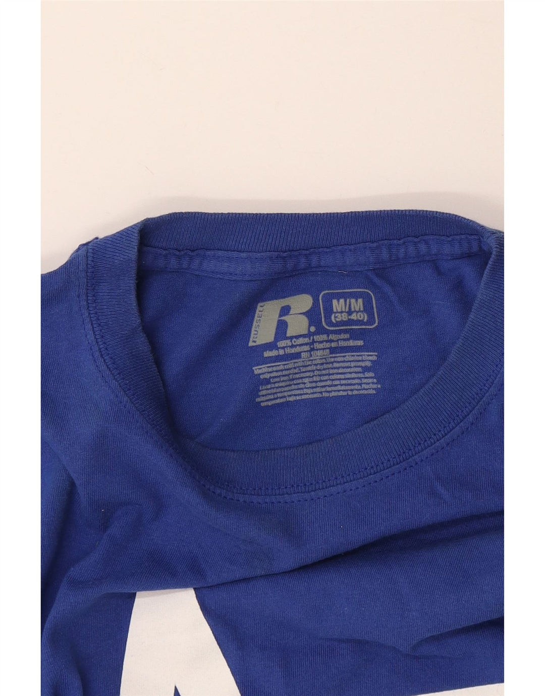 Ανδρικό γραφικό μπλουζάκι Russell Athletic Top από μεσαίο μπλε βαμβακερό