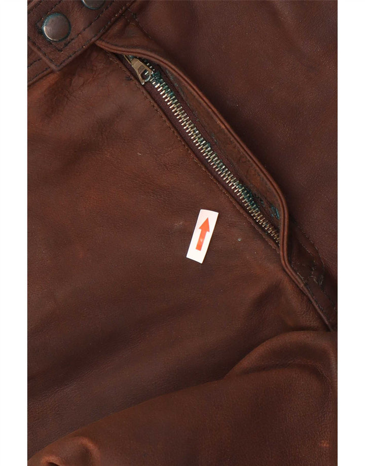 Ανδρικό δερμάτινο ίσιο παντελόνι American Eagle W36 L32 Καφέ