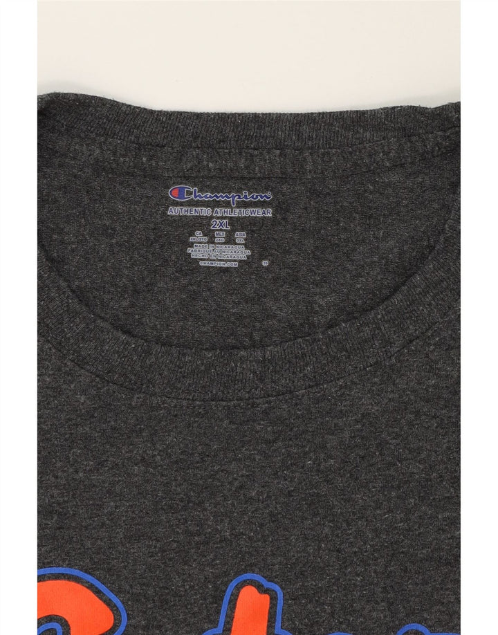 CHAMPION Mens Graphic T-Shirt Top 2XL Grey Vintage Champion and Second-Hand Champion from Messina Hembry 