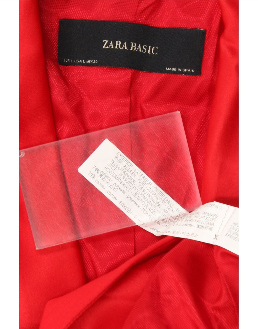 ZARA Γυναικείο σακάκι με 1 κουμπί UK 14 μεγάλο κόκκινο πολυεστέρα