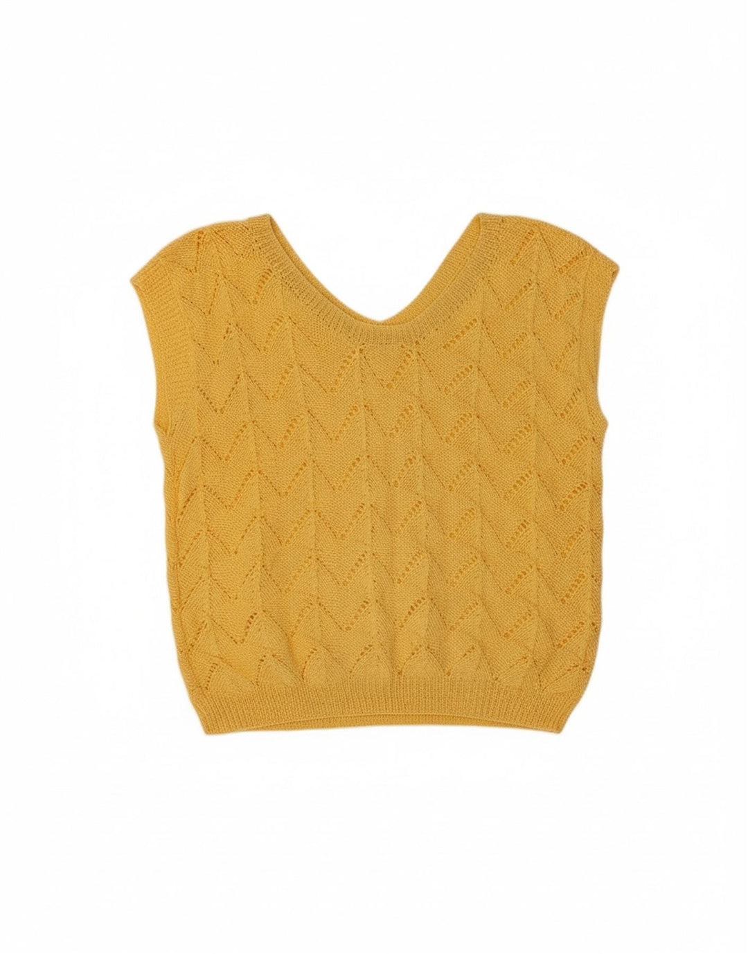 VINTAGE Womens Vest Tank Top UK 14 Medium Yellow
