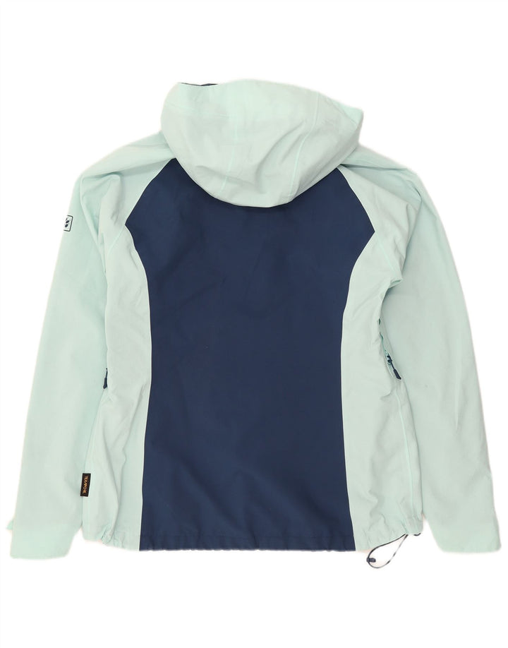 Jack Wolfskin γυναικείο μπουφάν βροχής με κουκούλα UK 10/12 Medium Blue Colourblock