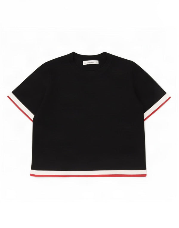 Zara Γυναικείο T-Shirt τοπ UK 10 Small Black Colorblock Viscose