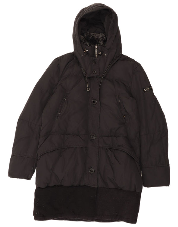 PEUTEREY Γυναικείο παλτό με κουκούλα με επένδυση IT 48 XL Μαύρο πολυαμίδιο