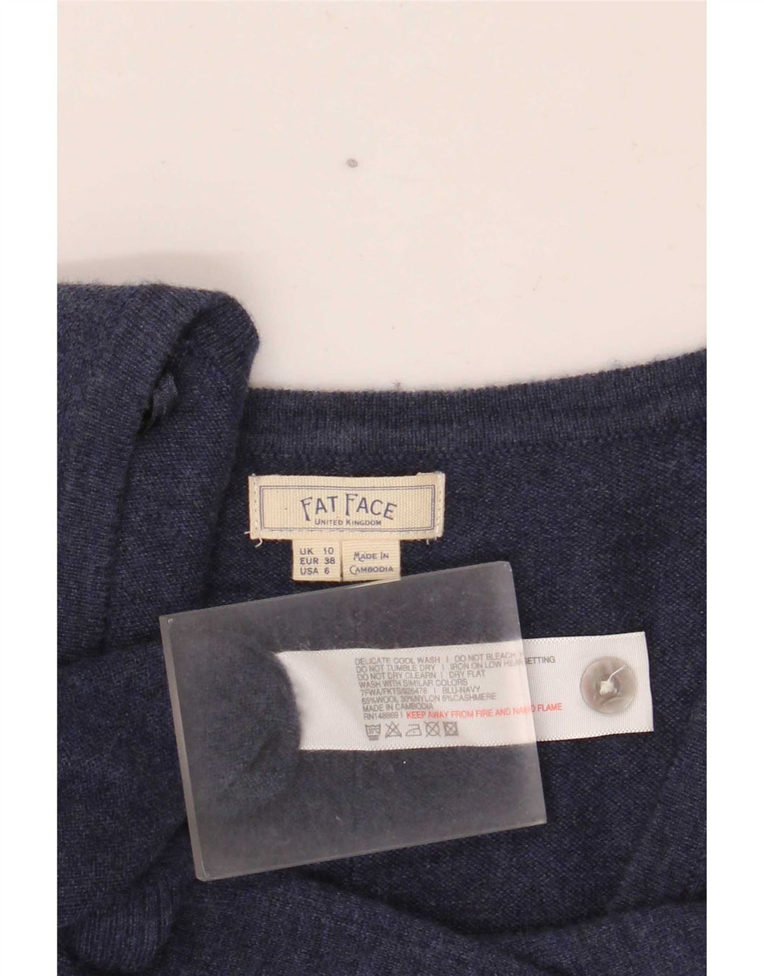 Γυναικείο πουλόβερ με ζακέτα Fat Face UK 10 Small Navy Blue Wool