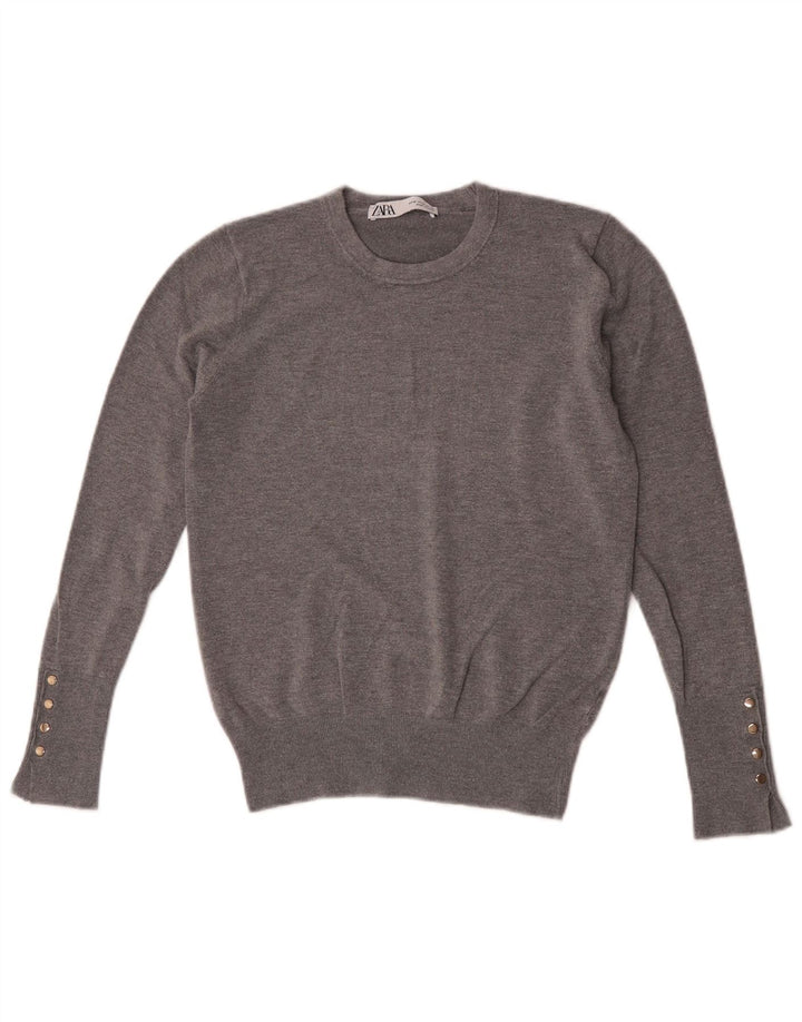 Zara Γυναικείο πουλόβερ με λαιμόκοψη UK 12 Medium Grey