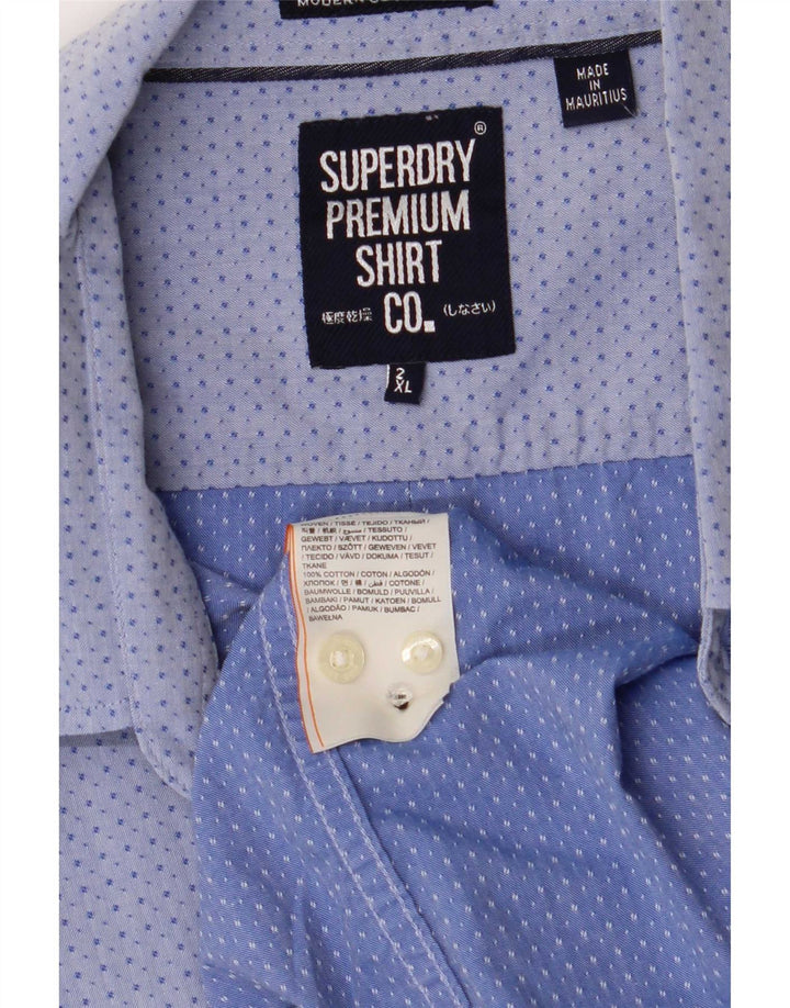 Ανδρικό πουκάμισο Superdry 2XL Βαμβακερό με μπλε στίγματα