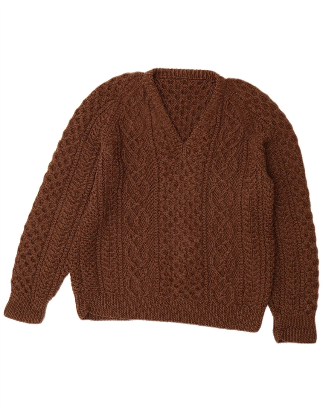 VINTAGE Γυναικείο πουλόβερ με λαιμόκοψη UK 14 Μεγάλο καφέ