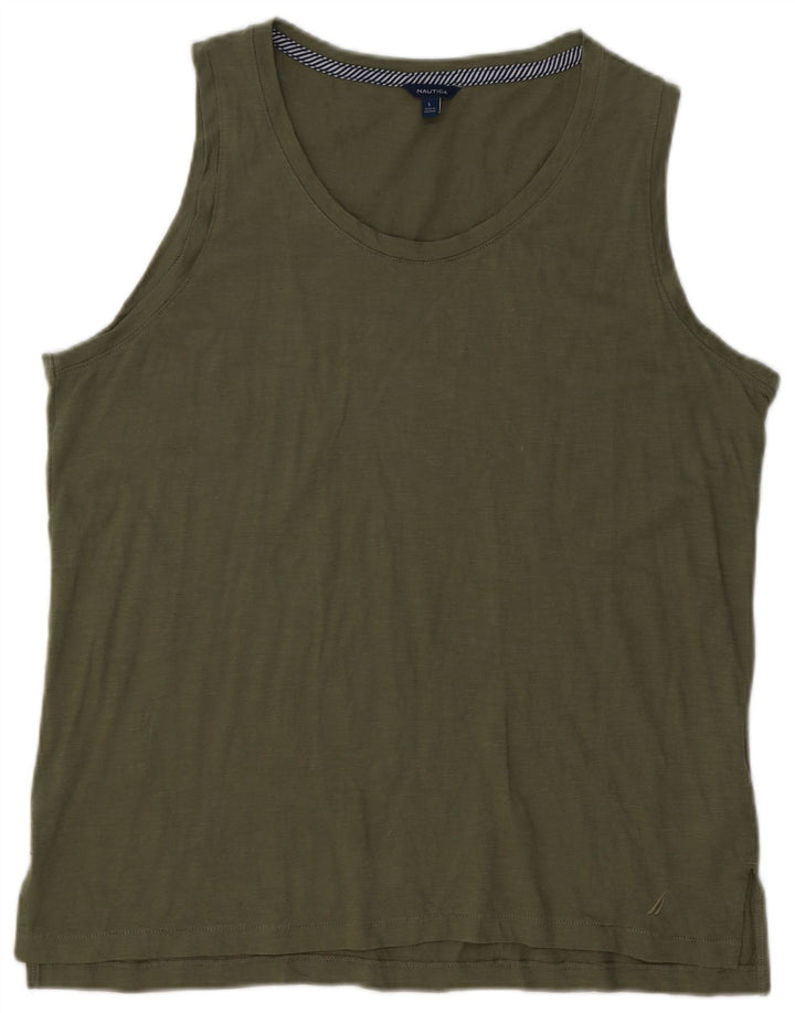 NAUTICA Mens Vest Top Large Khaki Cotton