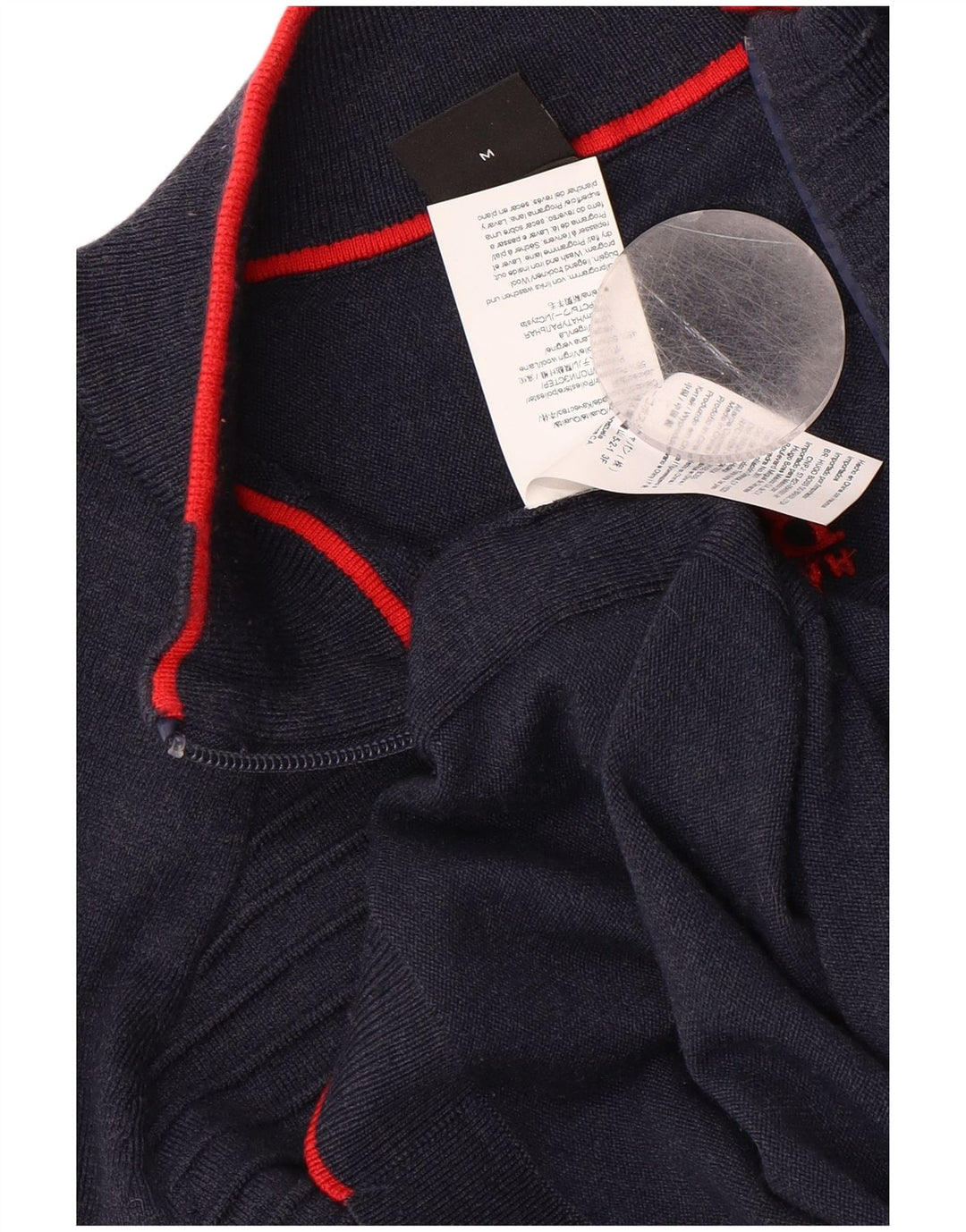 Ανδρικό πουλόβερ με φερμουάρ HUGO BOSS με μεσαίο μπλε πολυεστέρα