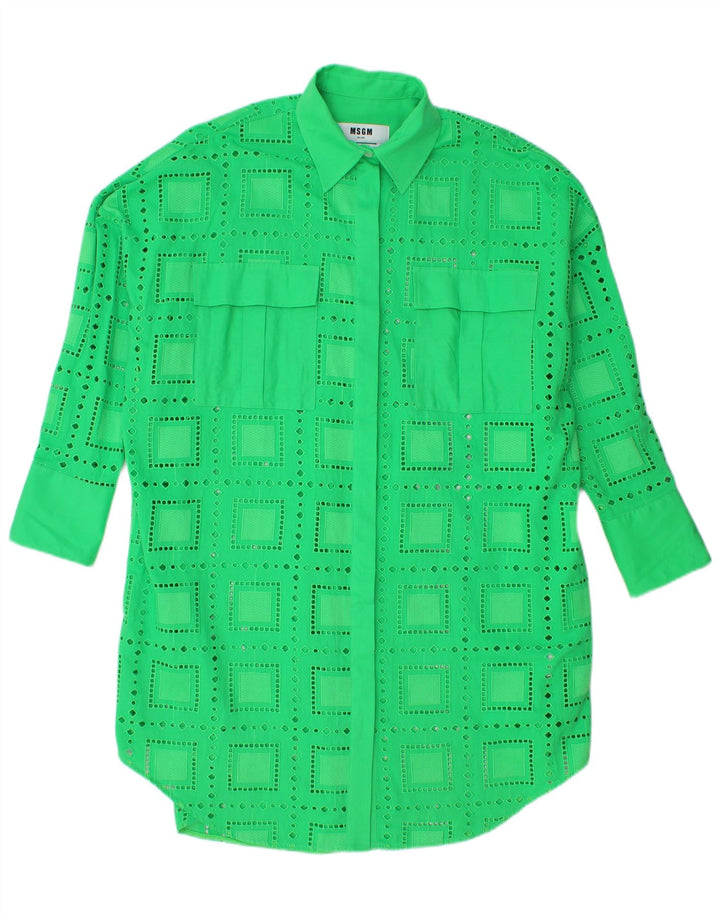 MSGM Γυναικείο πουκάμισο Oversized Φόρεμα IT 40 Μεσαίο πράσινο γεωμετρικό βαμβάκι