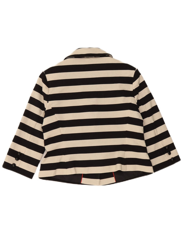 Marks & Spencer Womens Crop Blazer Jacket UK 14 Medium Μαύρο ριγέ