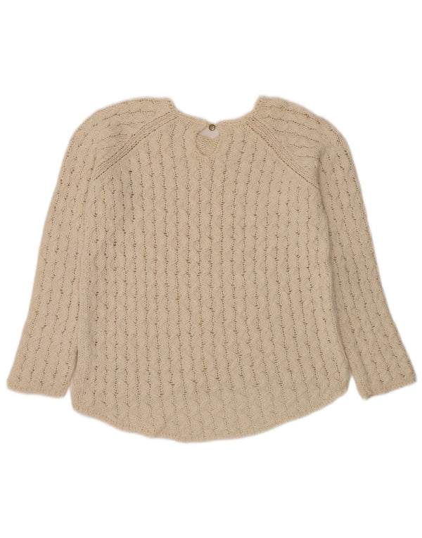 Πουλόβερ Zara Girls Crew Neck Jumper 11-12 Years Off White Cotton