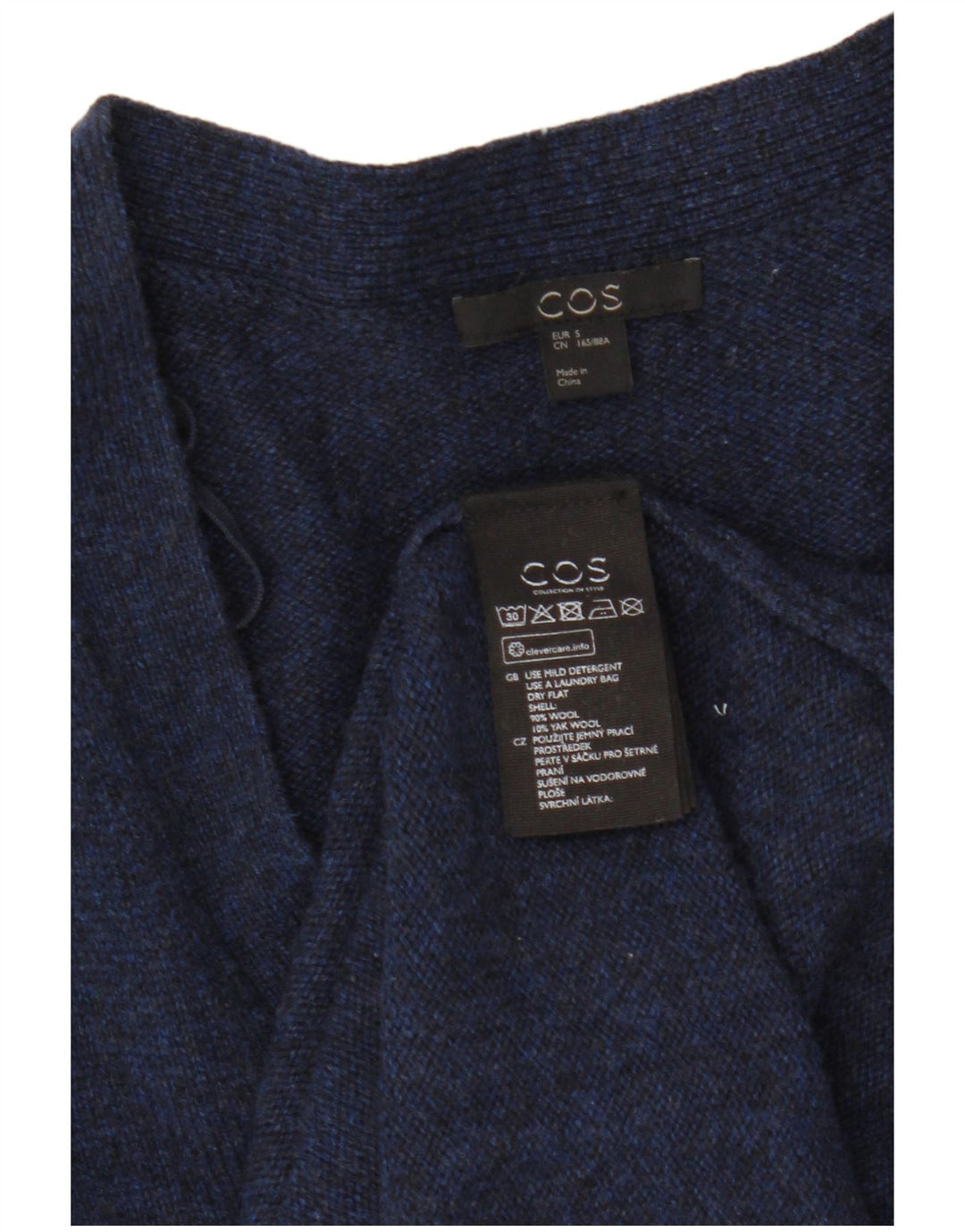 Cos Γυναικείο Longline Oversized Ζακέτα UK 10 Small Navy Blue Wool