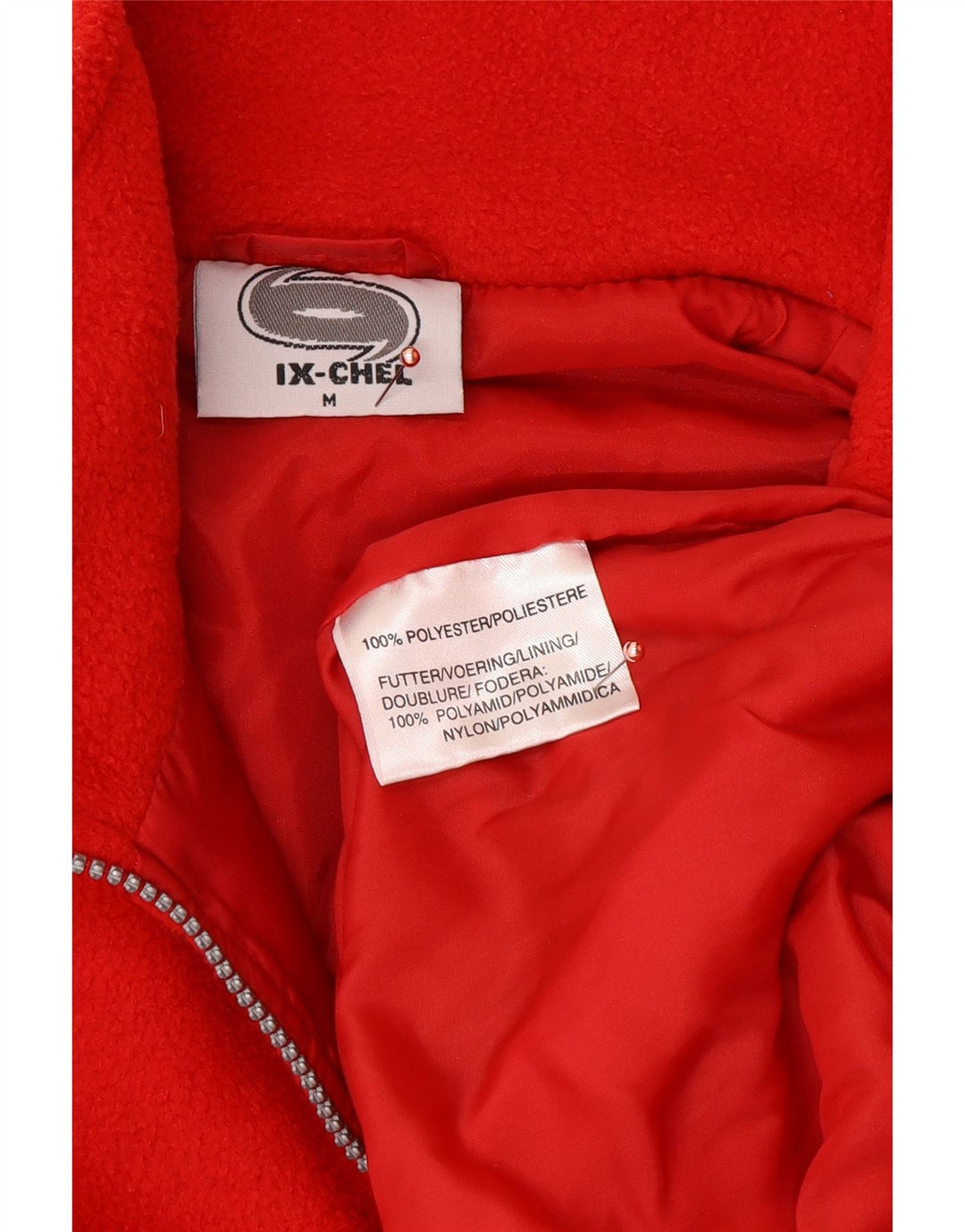 VINTAGE Ανδρικό γραφικό φερμουάρ με φερμουάρ, μεσαίο κόκκινο πολυεστέρας