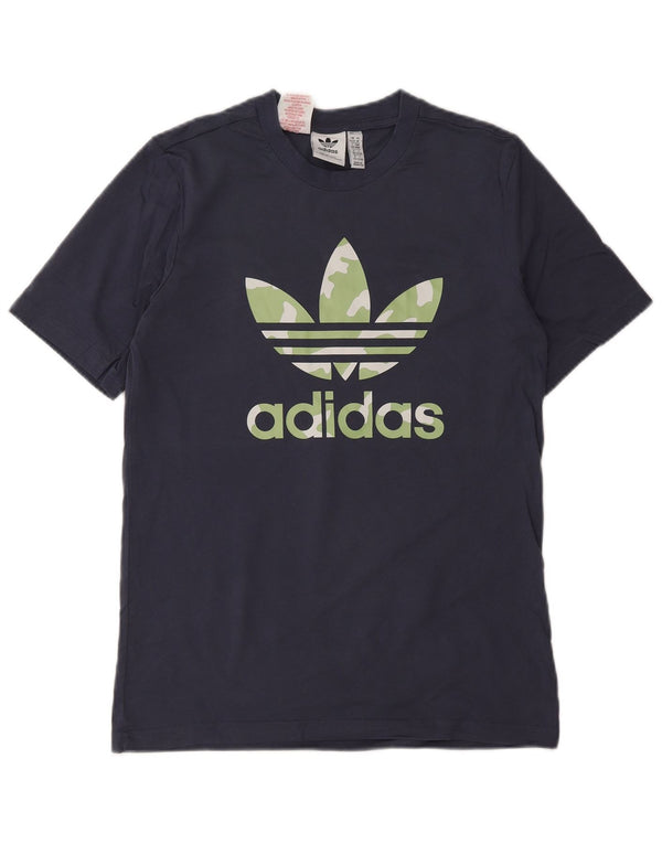 Γραφικό T-shirt Adidas Boys Top 11-12 ετών Navy Blue Cotton