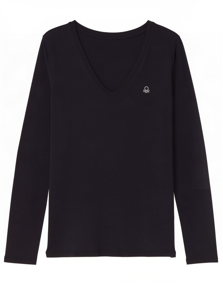 Γυναικείο τοπ Benetton μακρυμάνικο UK 12 Medium Navy Blue