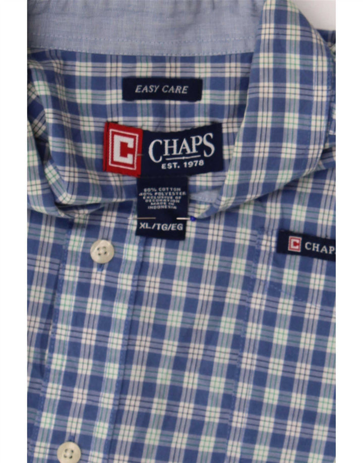 Chaps Ανδρικό κοντομάνικο πουκάμισο Easy Care XL Μπλε βαμβακερό